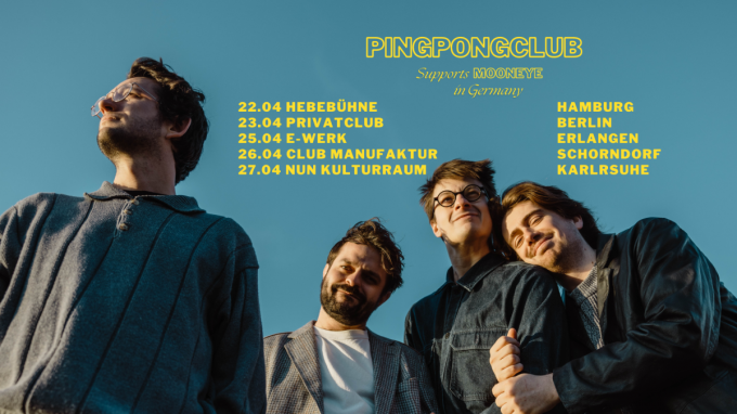 PINGPONGCLUB speelt eind april ook in het voorprogramma van Mooneye op verschillende locaties in Duitsland