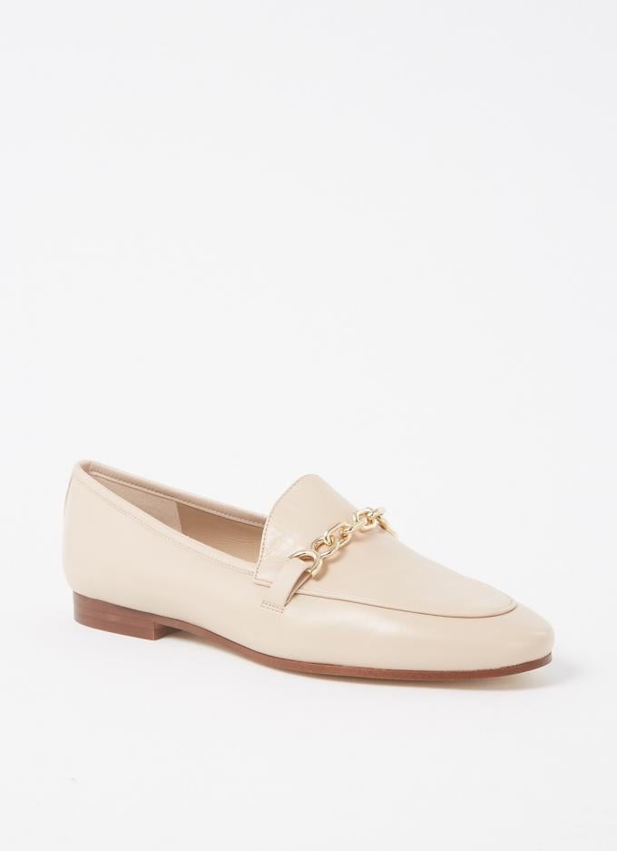 Beige loafers van leer