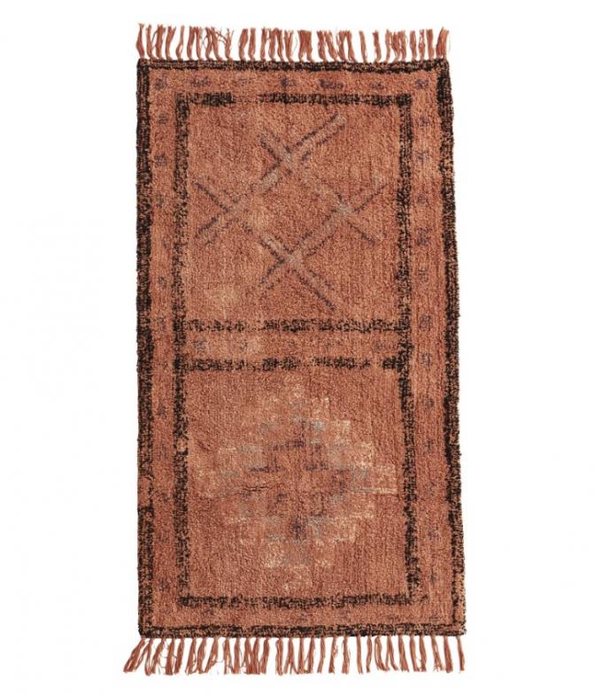 Handgeweven oudroze berbertapijt met Aztec-print