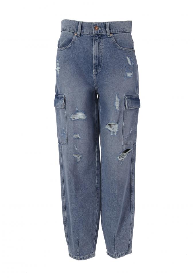 Ripped denim cargobroek 