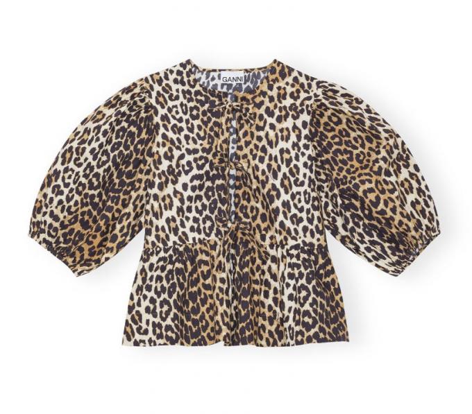 Peplum blouse met leopard print en strikjes 