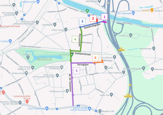 Fase 3 loopt van juni tot oktober en omvat de aanleg van riolering en wegenis in de Goedendaglaan, inclusief de kruispunten met de Olmenlaan en de Waterleliestraat