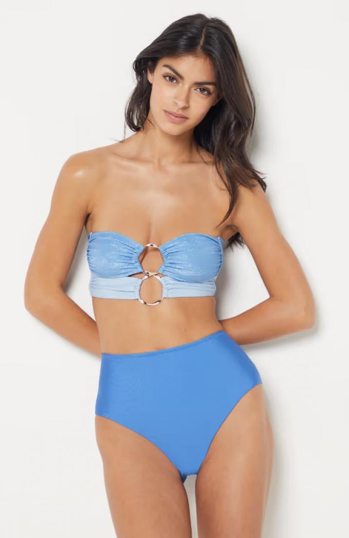 Helblauw bikinibroekje met hoge taille 