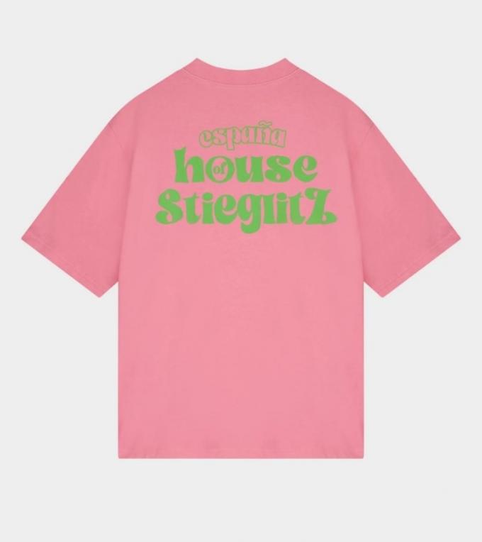 Roze T-shirt met groen logo