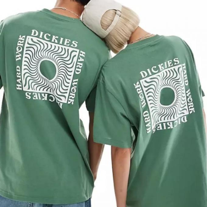 Unisex T-shirt in groen met print