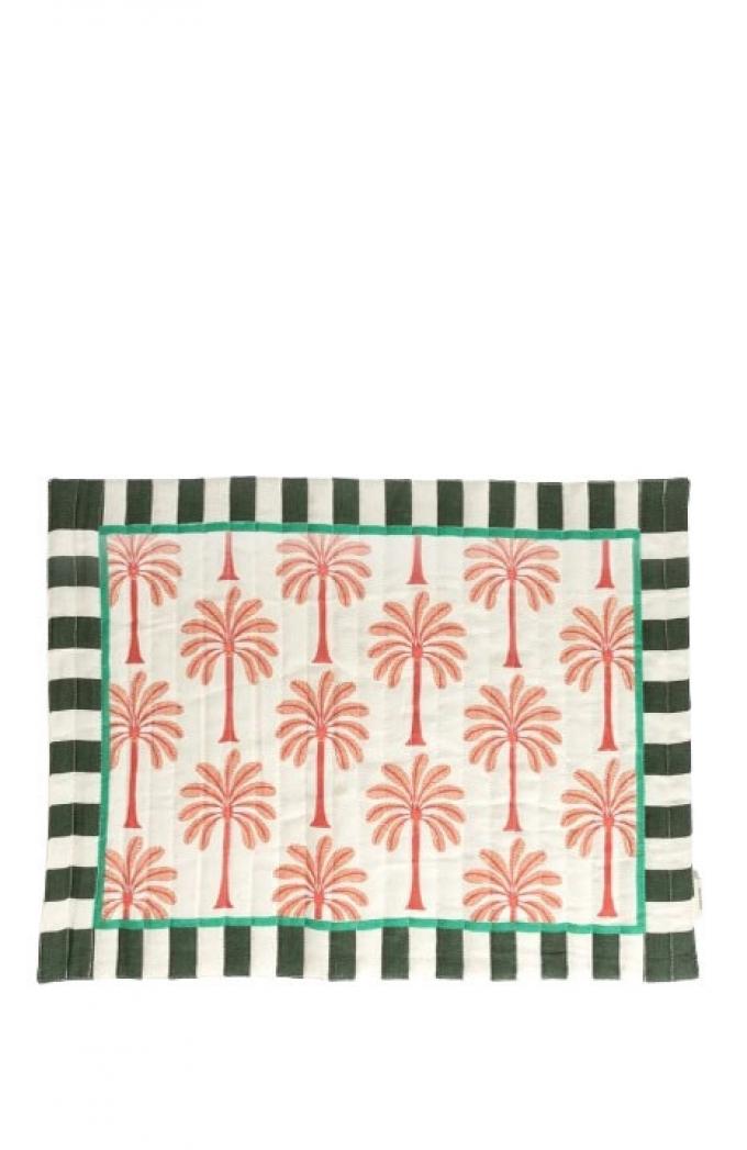 Set van 2 placemats met palmboomprint uit linnenmix (50 x 35 cm)