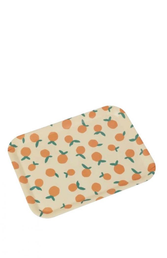 Wit dienblad met sinaasappelmotief uit melamine ‘Naranja’ (2 x 32,5 x 43,4 cm)