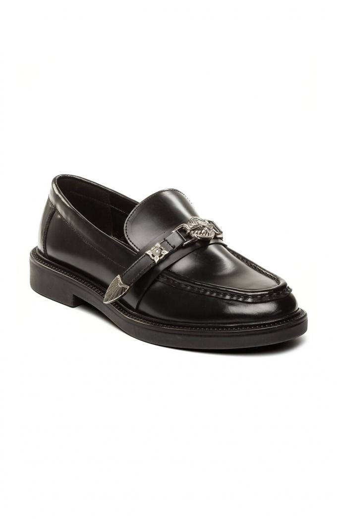 Zwarte loafers met gesp 