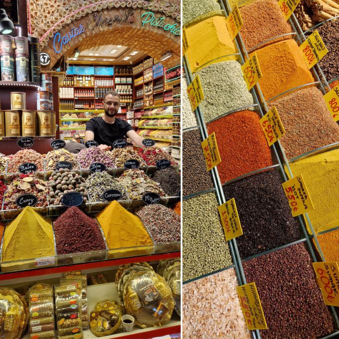 Explosie van geuren en kleuren in de Spice Bazaar.