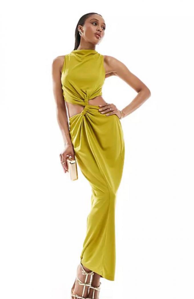 Groene jurk met cut-outs