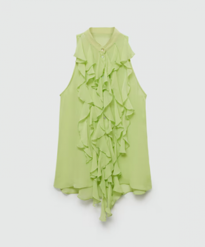 Groene blouse met ruches