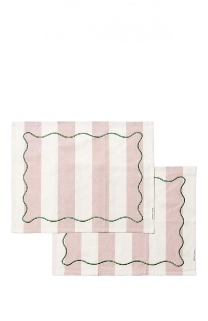 Roze-wit gestreepte placemat ‘Capri’ (15,8 x 17,8 cm)