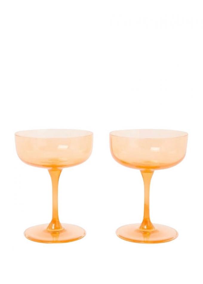 Set van twee oranje champagneglazen