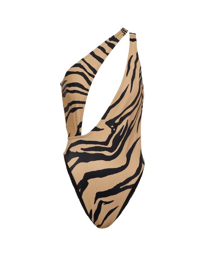 Asymmetrisch badpak met zebraprint