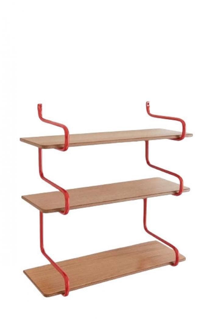 Stalen wandrek met drie mdf-planken (23 x 60 x 66 cm)