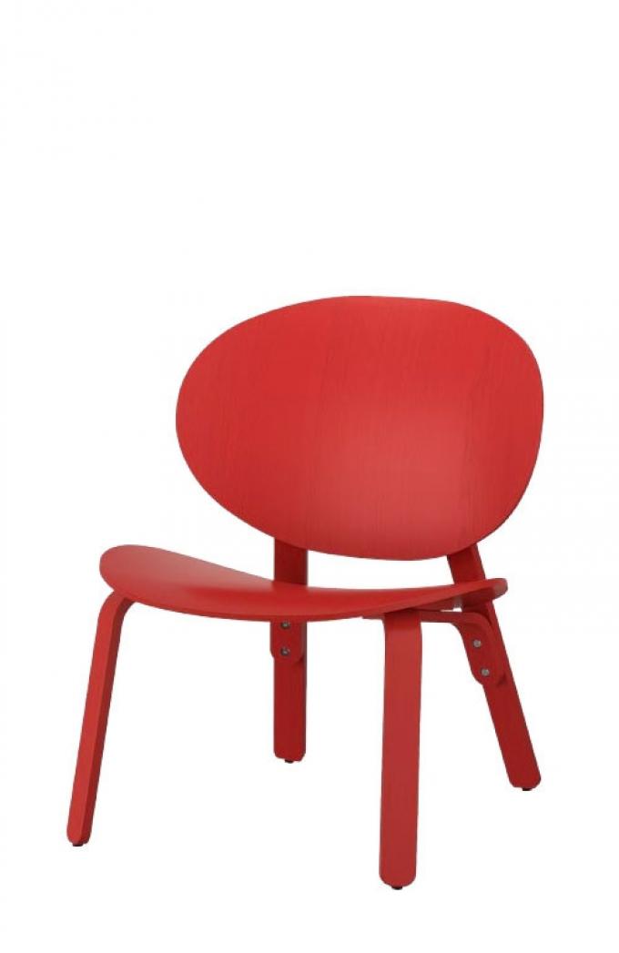 Fauteuil uit rood geglazuurd eikenfineer ‘FRÖSET’ (59 x 57 x 74 cm)