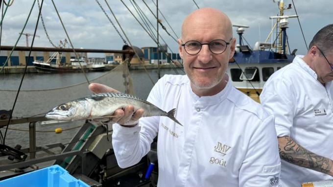 Luc Declerck aan de slag met een makreel: “Ik pleit voor een evenement waar chefs tonen hoe ze vis verwerken.”