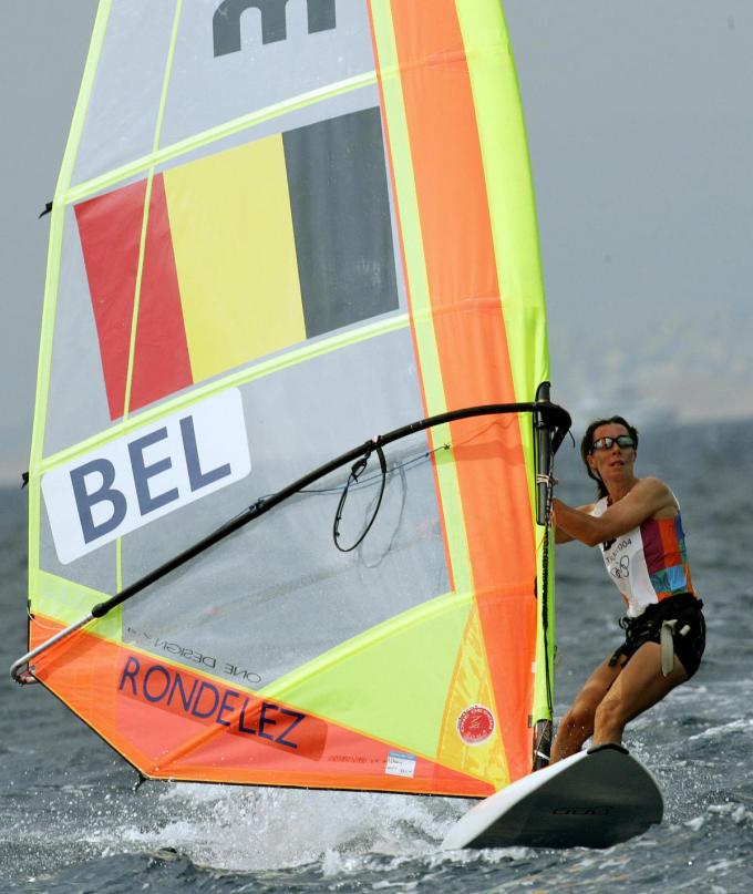 Sigrid Rondelez in actie op de Olympische Spelen van 2004 in Athene. (foto Getty)