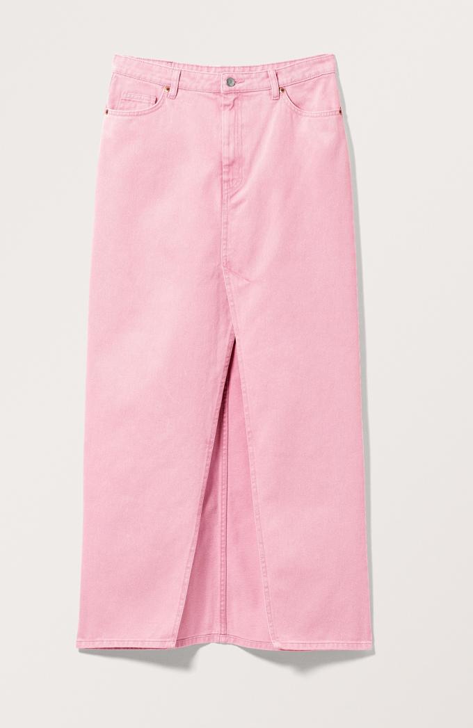 Roze jeansrok met split