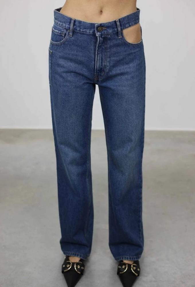 Asymmetrische jeans met cut-out