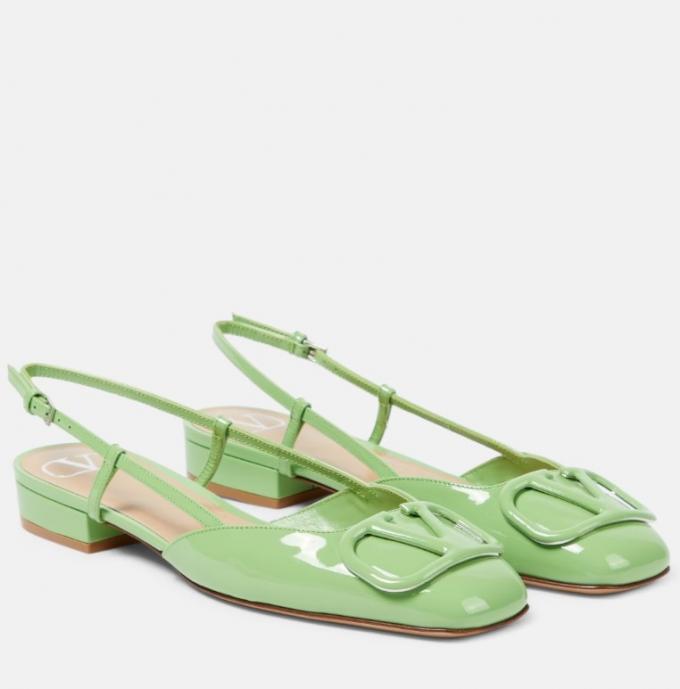 Groene slingbacks met vierkante neus