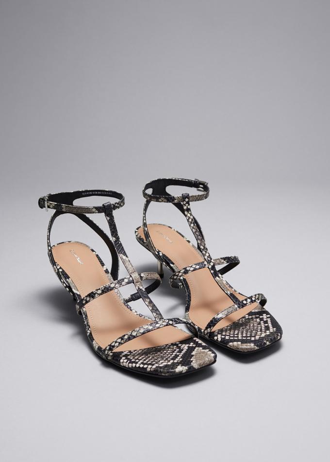 Strappy sandalen met slangenprint