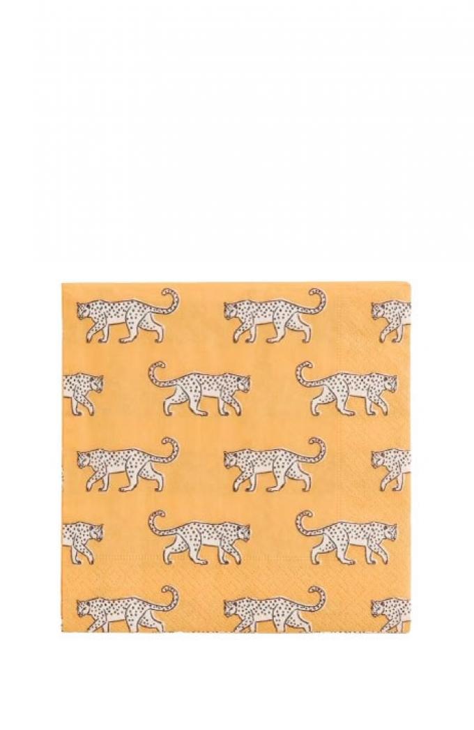 Set van 20 papieren servetten met luipaarddessin