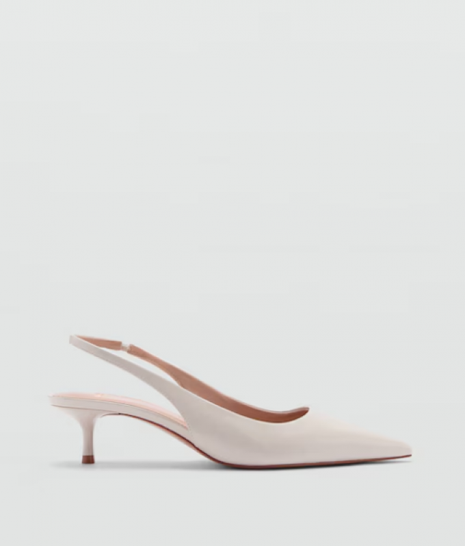 Witte slingbacks met kitten heel