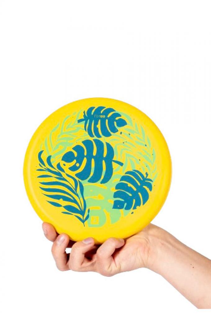 Gele frisbee uit soft foam