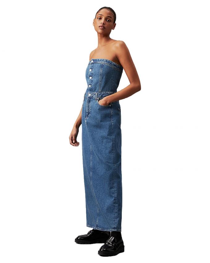 Strapless denim jurk