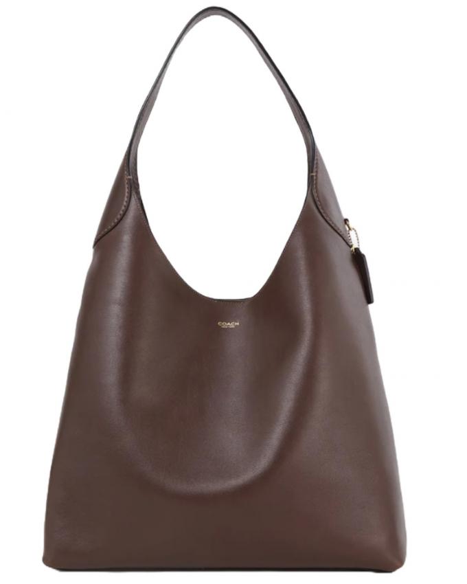 Donkerbruine leren slouchy bag 