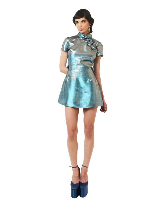 Mini jurk in metallic materiaal