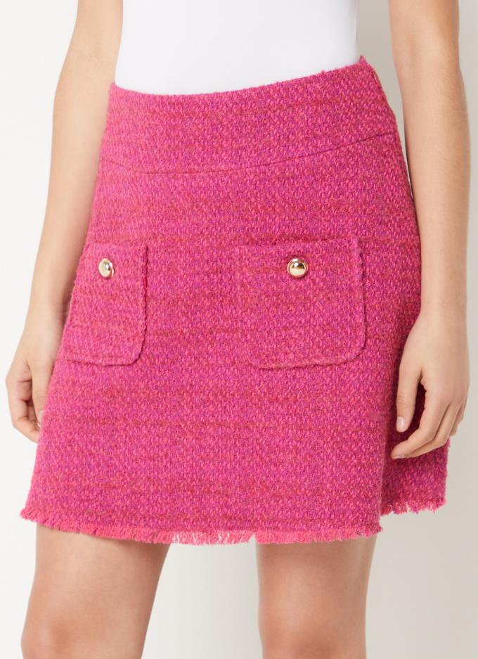 La jupe rose en tweed