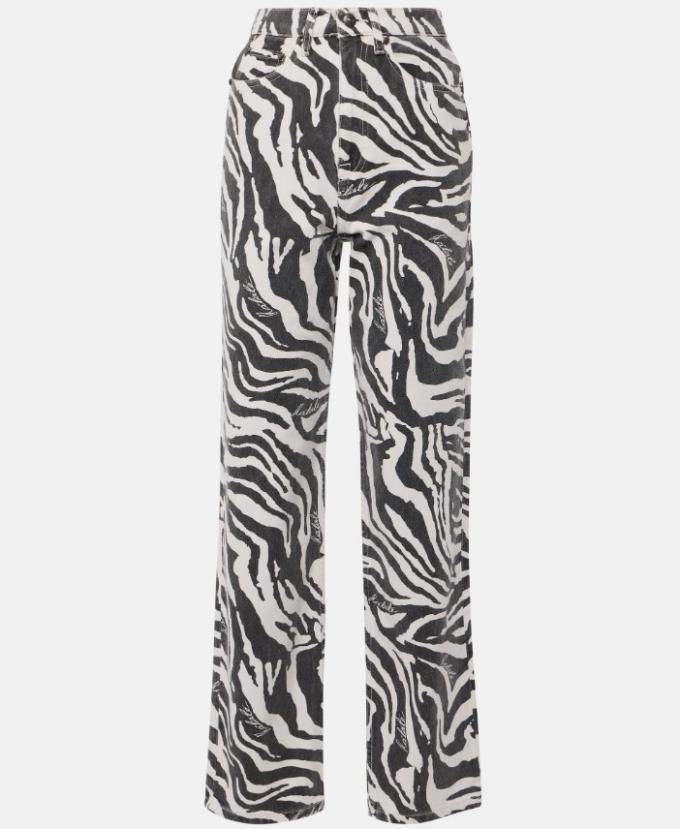 Rechte denim met zebraprint