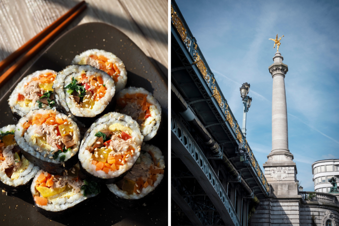 Kimbap au menu chez Sarang, un des nouveaux restos de Liège - Montage Weekend photos Getty Images