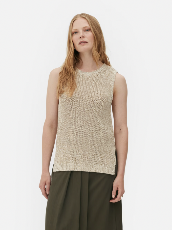 Pull débardeur beige en maille