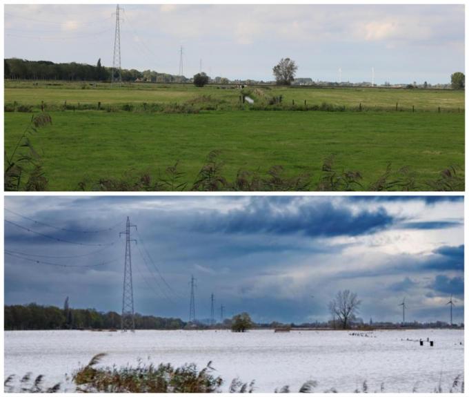 Driegrachtensteenweg in Merkem, een deelgemeente van Houthulst.