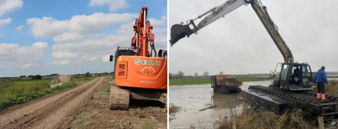 De winterdijk in Merkem, een deelgemeente van Houthulst werd tijdens de wateroverlast verstevigd en nu hersteld.