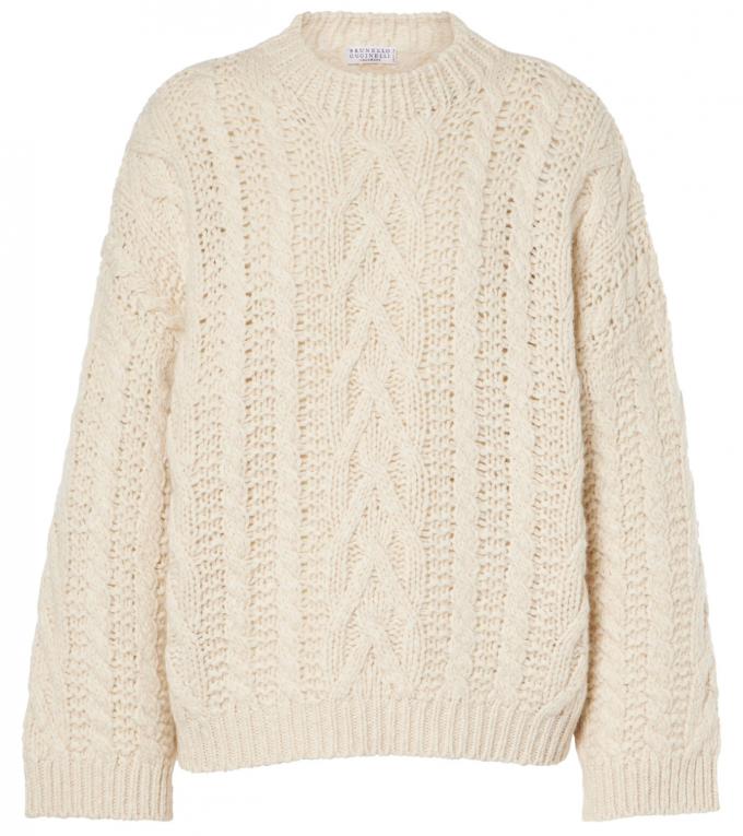 Pull torsadé en laine et cachemire Brunello Cucinelli, 2.600 €