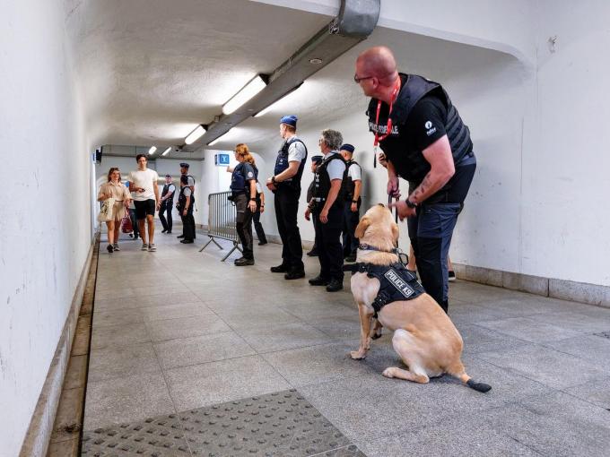 Overlastcontrole met hulp van een drugshond in het station van Kortrijk vorig jaar