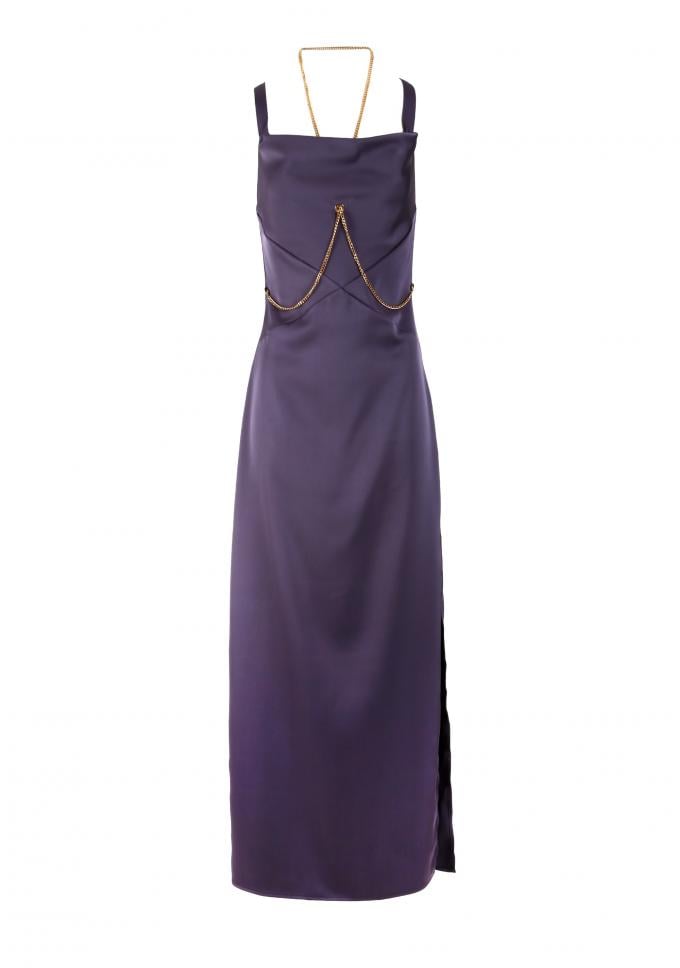 Robe de soirée couleur aubergine