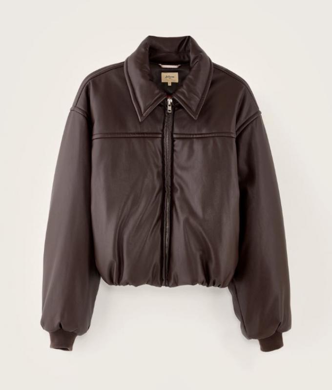 Chocoladebruine bomber in faux-leer