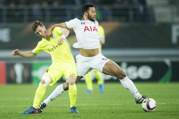 Februari 2017: met AA Gent in actie tegen het Tottenham van Mousa Dembélé in de 1/16de finale van de Europa League.