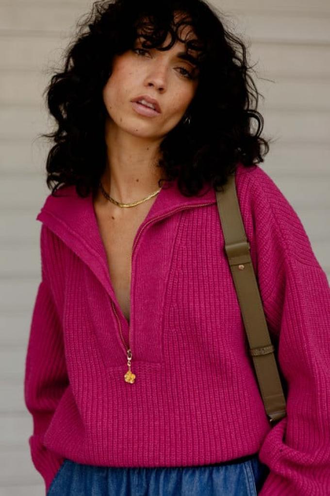 Le pull Gabin rose fuschia de Orta