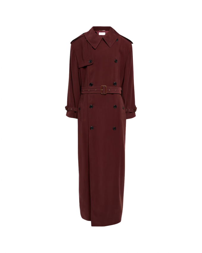 Lange trenchcoat in bordeaux