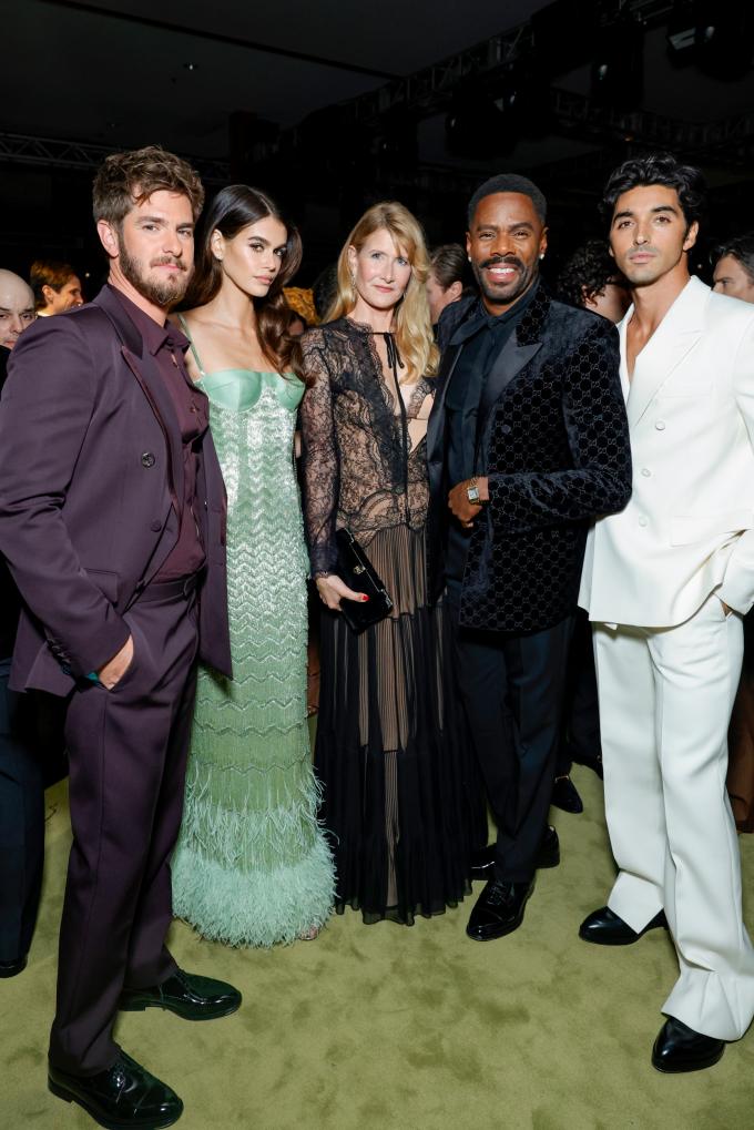 Andrew Garfield, Kaia Gerber, Laura Dern, Colman Domingo en Taylor Zakhar Perez (allen in Gucci)