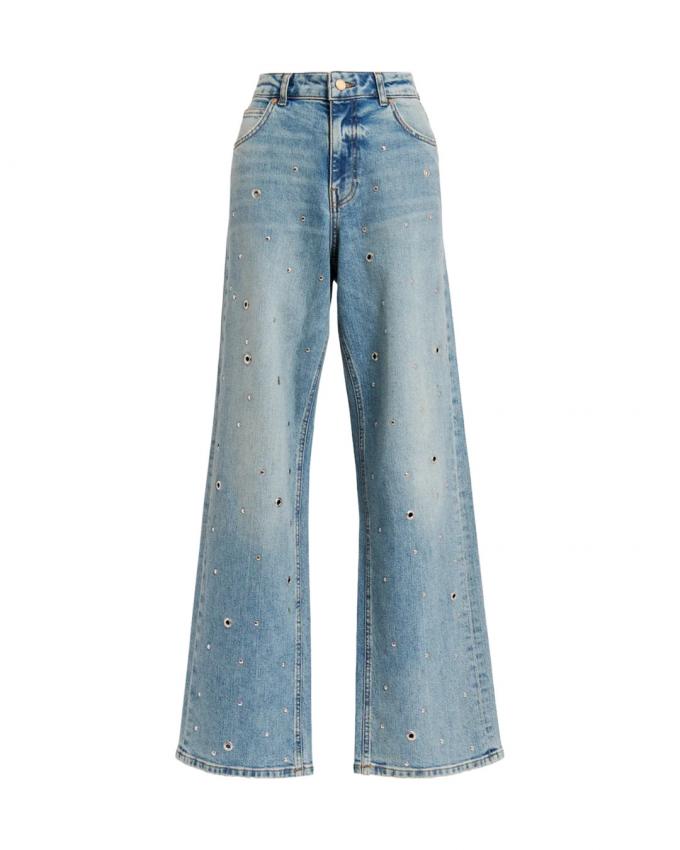 Denim broek met metalen ringetjes