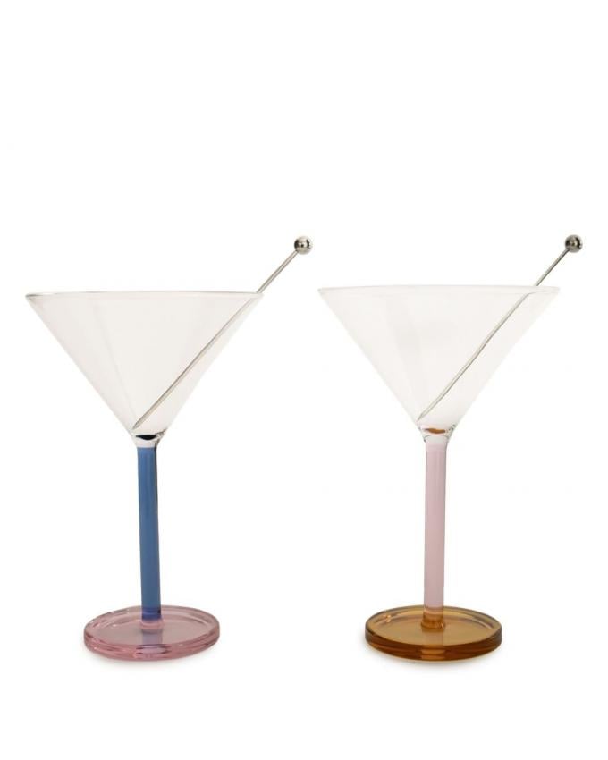 Set van 2 gekleurde cocktailglazen