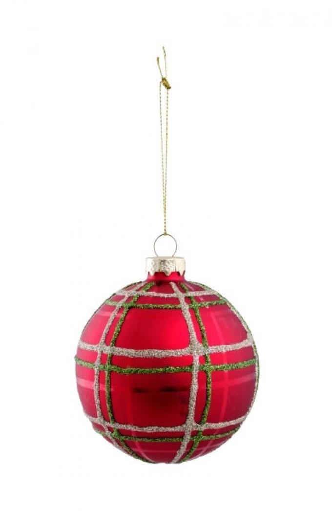 Boule de Noël rouge en verre ‘SCOTTY’ (Ø 8 cm)