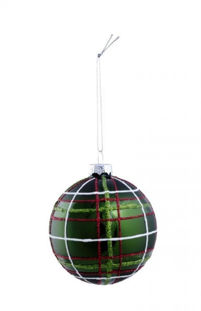 Boule de Noël verte en verre ‘SCOTTY’ (Ø 8 cm)